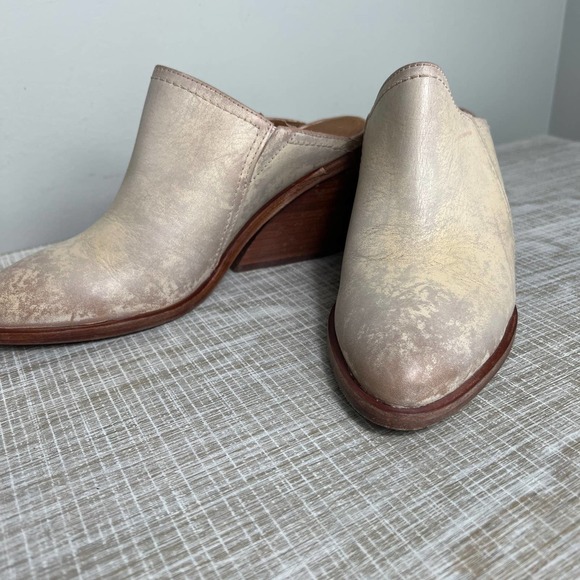 Frye SERENA WOMENS ALMOND TOE LEATHER WEDGE MULES SIZE‎ 8.5 - Picture 4 of 11